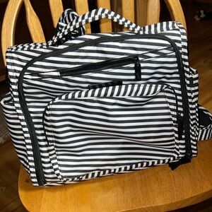 Jujube Black and White Striped Backpack Diaper Bag